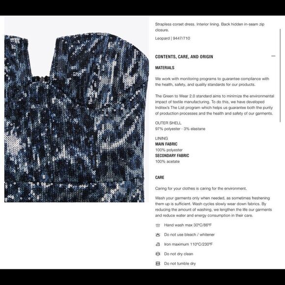 ZARA Festive Days Blue sequin leopard print strapless minidress Sz S NWT - Picture 8 of 14